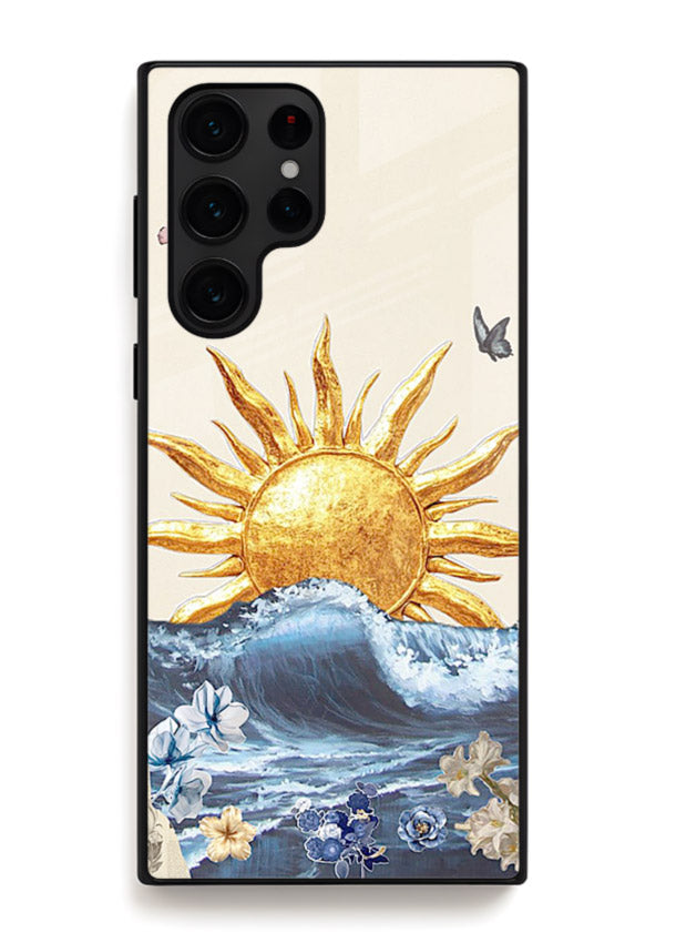 Sun Wave Bloom abstract sun wave artwork Samsung S24 Ultra glass back cover