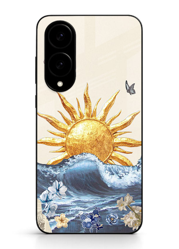 Sun Wave Bloom abstract sun wave artwork Samsung S25 Edge glass back cover