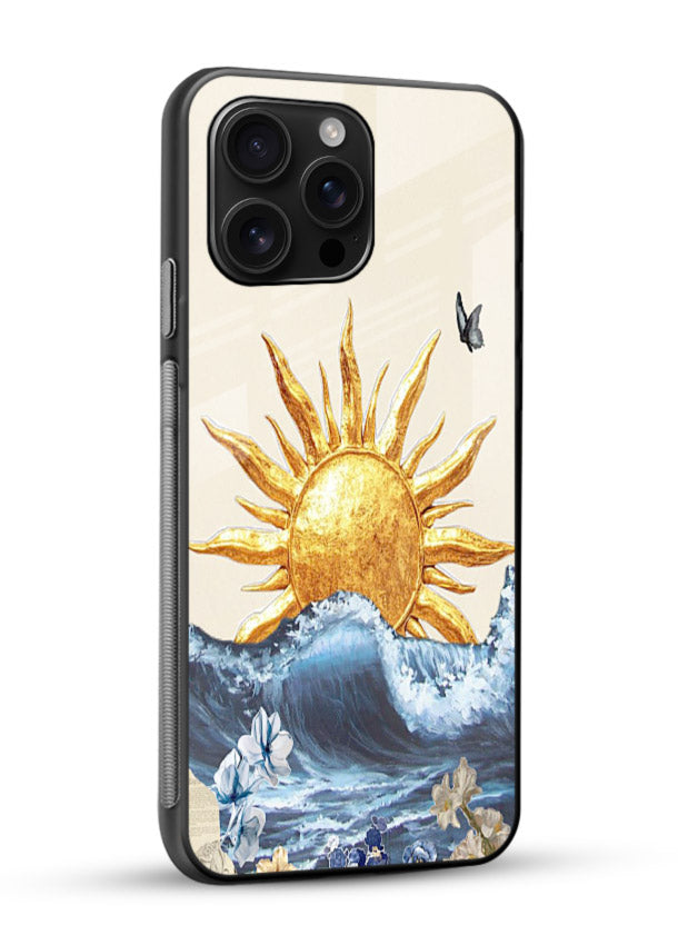 Sun Wave Bloom abstract sun wave artwork glossy vibrant premium glass back cover - Angle Side
