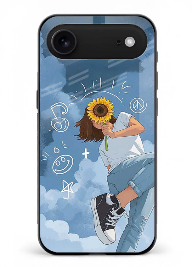 Sunflower Girl Sky dreamy artwork iphone 18 air glass back cover