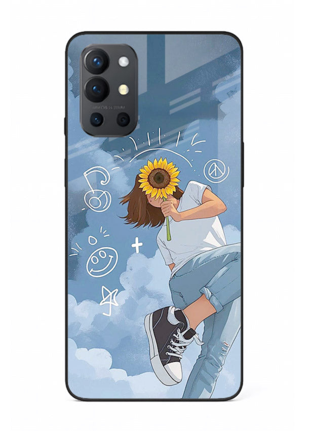 Sunflower Girl Sky dreamy artwork OnePlus 9R glass back cover