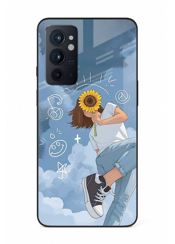 Sunflower Girl Sky dreamy artwork OnePlus 9RT glass back cover