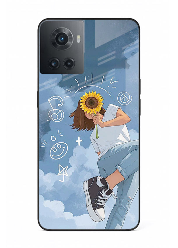 Sunflower Girl Sky dreamy artwork OnePlus 10R glass back cover