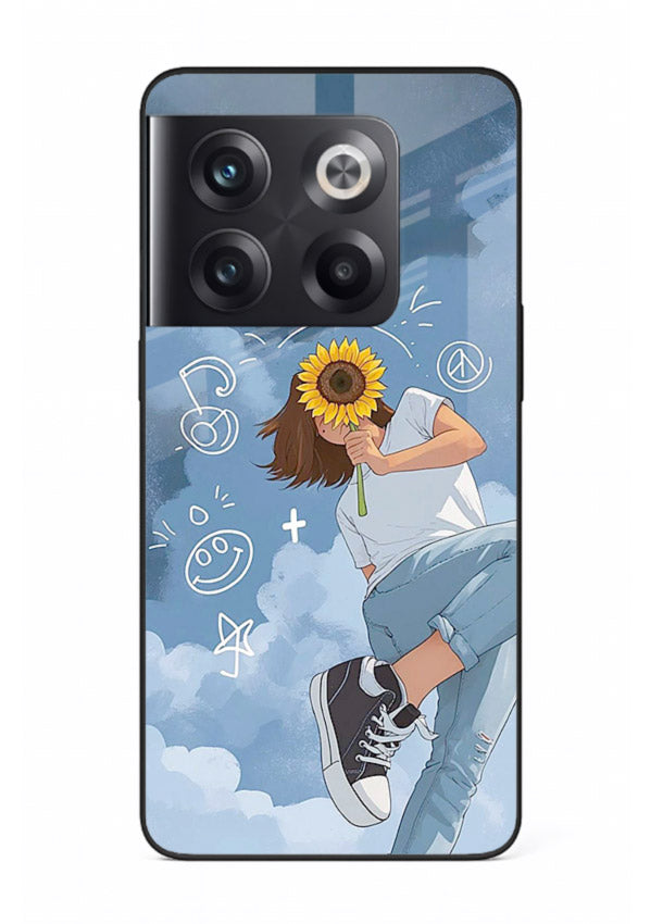 Sunflower Girl Sky dreamy artwork OnePlus 10T glass back cover