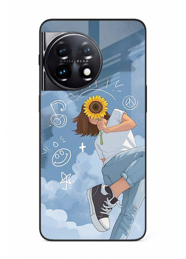 Sunflower Girl Sky dreamy artwork OnePlus 11 glass back cover