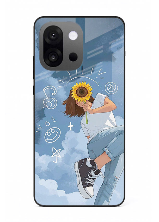 Sunflower Girl Sky dreamy artwork OnePlus 13s glass back cover