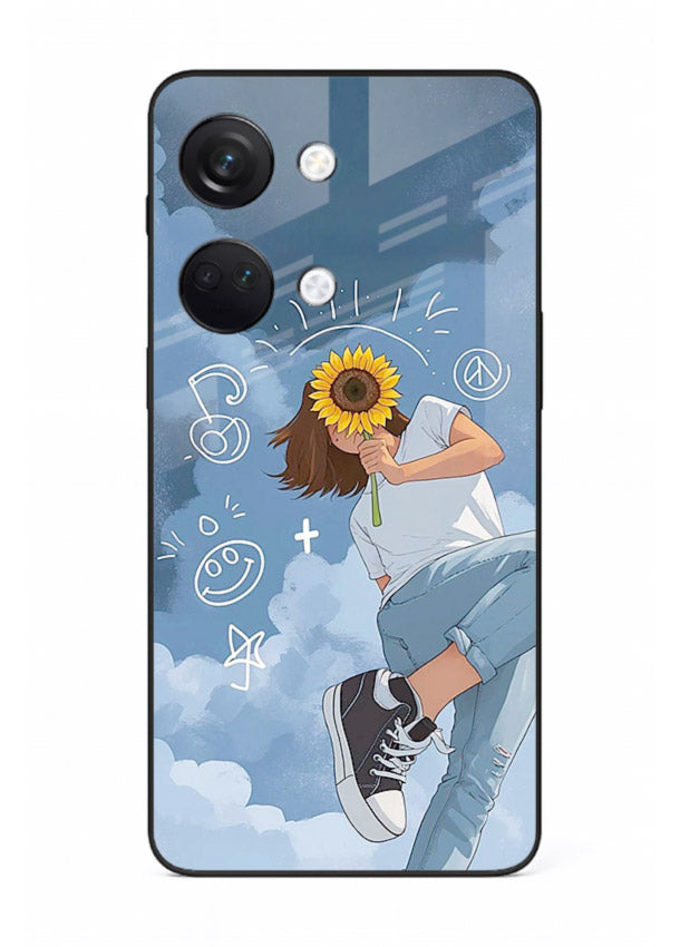 Sunflower Girl Sky dreamy artwork OnePlus Nord 3 glass back cover