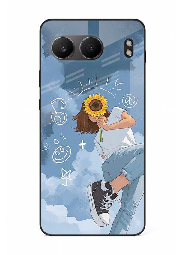 Sunflower Girl Sky dreamy artwork OnePlus Nord 4 glass back cover