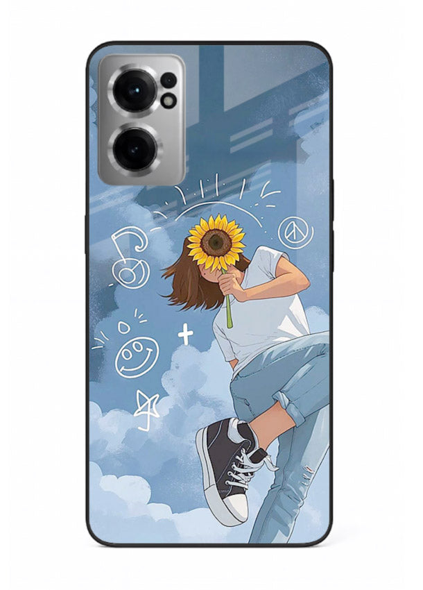 Sunflower Girl Sky dreamy artwork OnePlus Nord CE2 5G glass back cover