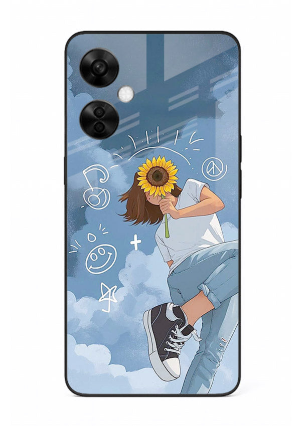 Sunflower Girl Sky dreamy artwork OnePlus Nord CE3 Lite glass back cover