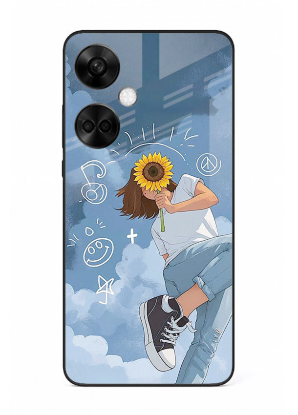 Sunflower Girl Sky dreamy artwork OnePlus Nord CE3 glass back cover