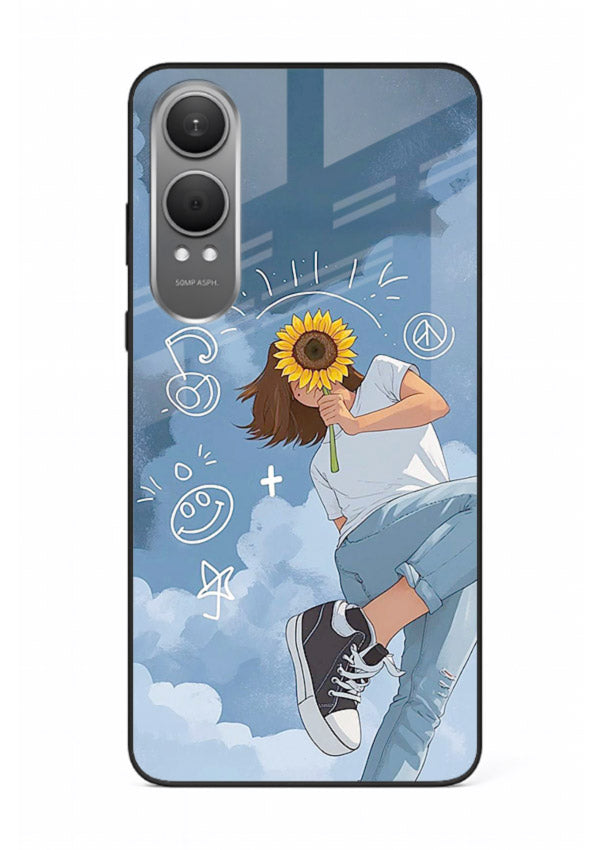 Sunflower Girl Sky dreamy artwork OnePlus Nord CE4 Lite glass back cover