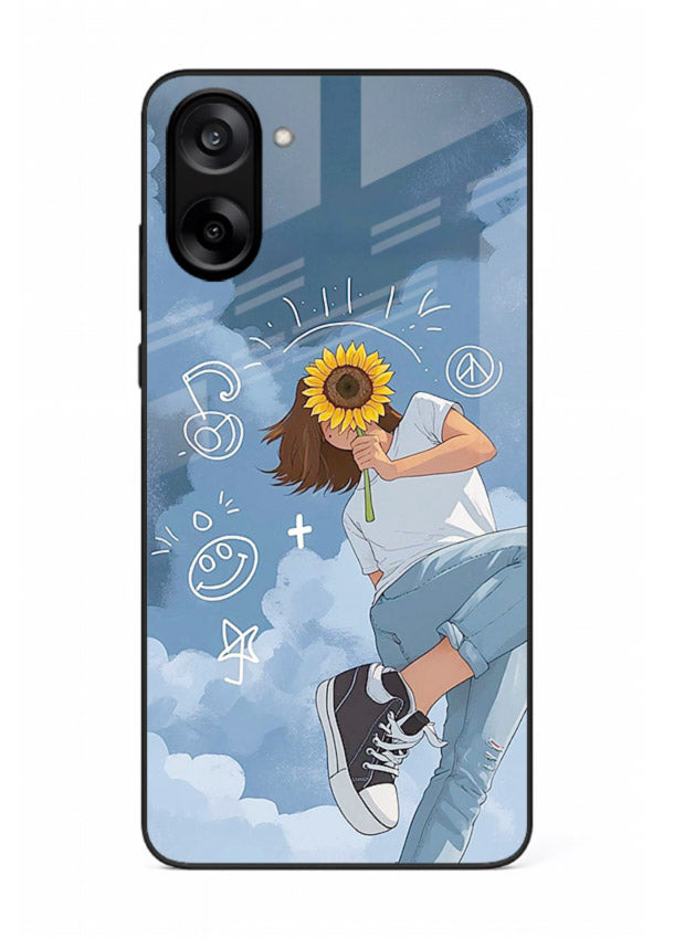 Sunflower Girl Sky dreamy artwork OnePlus Nord CE5 glass back cover