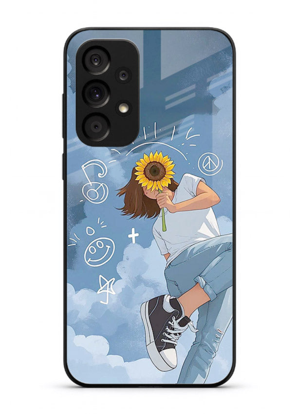 Sunflower Girl Sky dreamy artwork Samsung A53 5G glass back cover