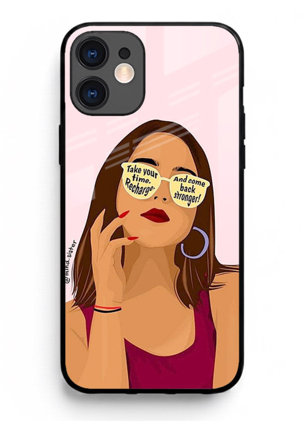 Sunglasses Girl Glow portrait artwork iphone 12 glass back cover
