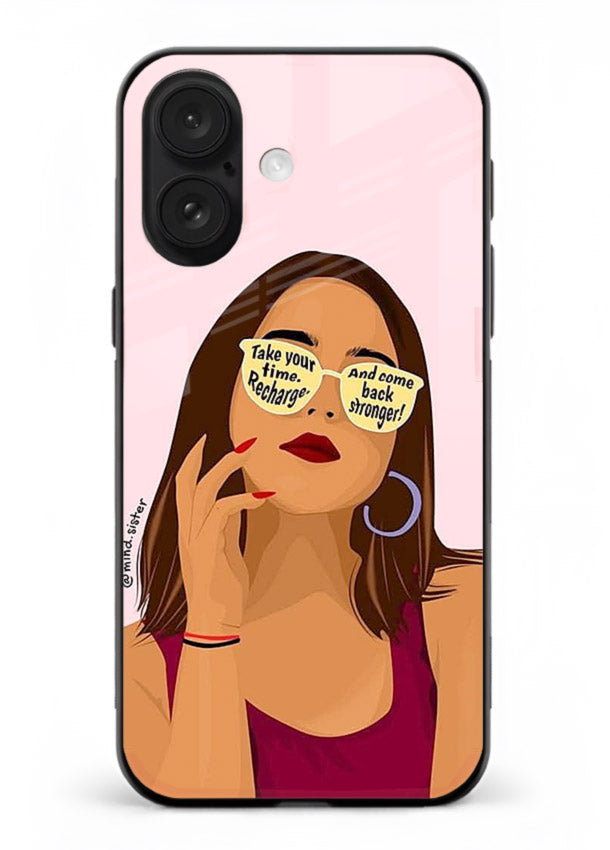 Sunglasses Girl Glow portrait artwork iphone 18 glass back cover