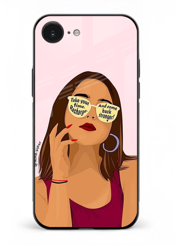 Sunglasses Girl Glow portrait artwork iphone 16e glass back cover