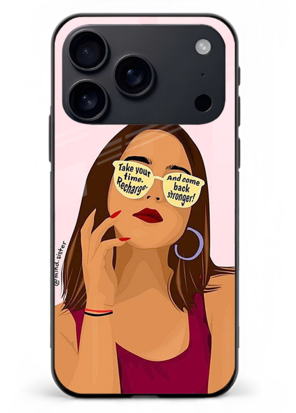 Sunglasses Girl Glow portrait artwork iphone 18 pro max glass back cover