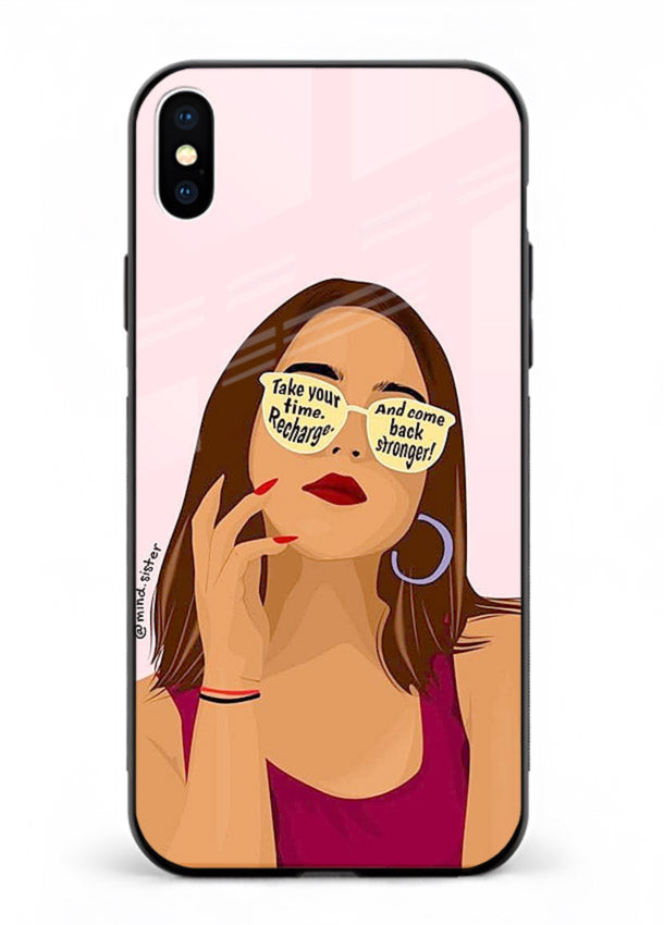 Sunglasses Girl Glow portrait artwork iphone xs max glass back cover