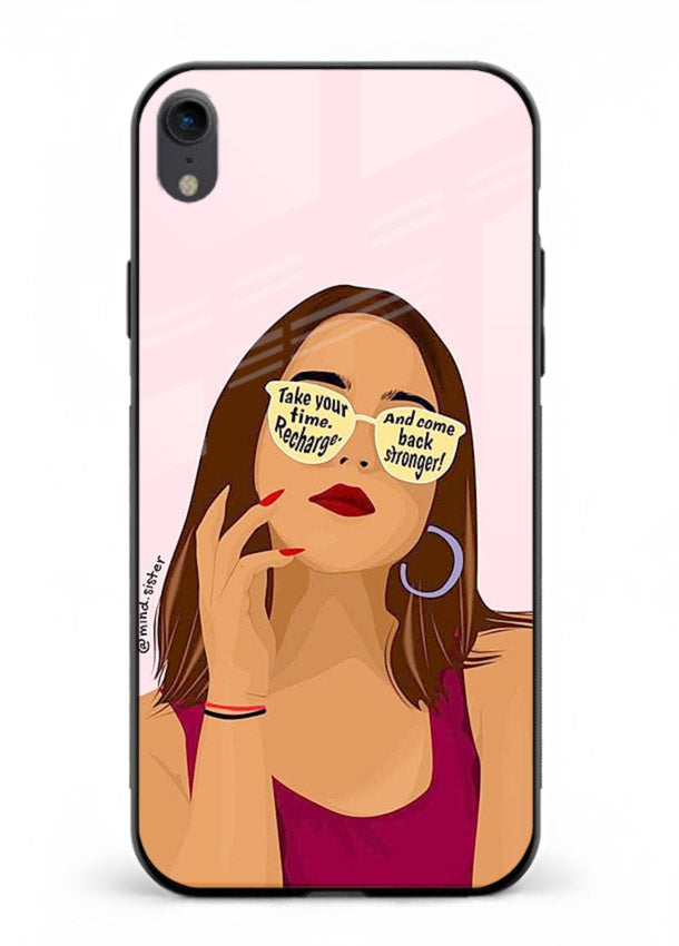 Sunglasses Girl Glow portrait artwork iphone xr glass back cover