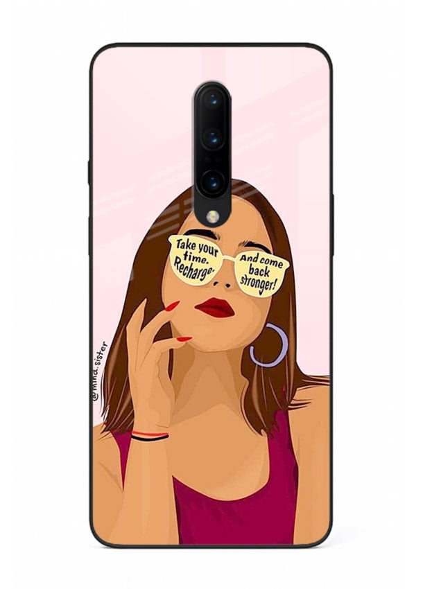 Sunglasses Girl Glow portrait artwork OnePlus 7T Pro glass back cover
