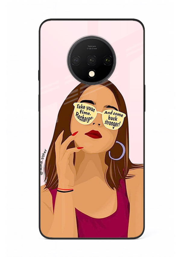Sunglasses Girl Glow portrait artwork OnePlus 7T glass back cover
