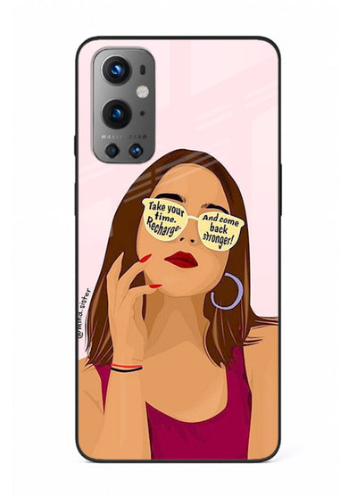 Sunglasses Girl Glow portrait artwork OnePlus 9 glass back cover