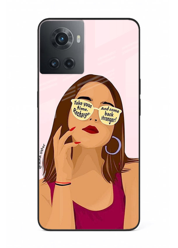 Sunglasses Girl Glow portrait artwork OnePlus 10R glass back cover