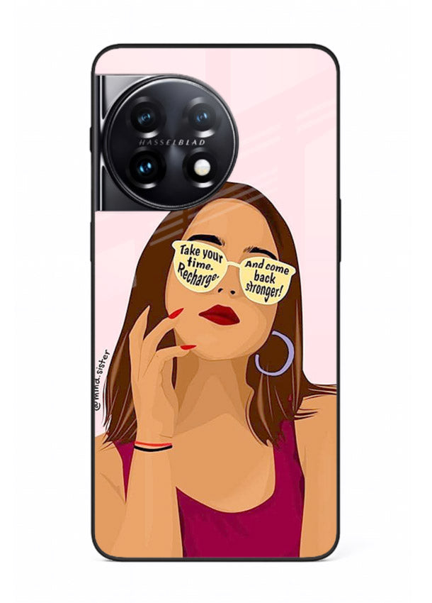 Sunglasses Girl Glow portrait artwork OnePlus 11R glass back cover