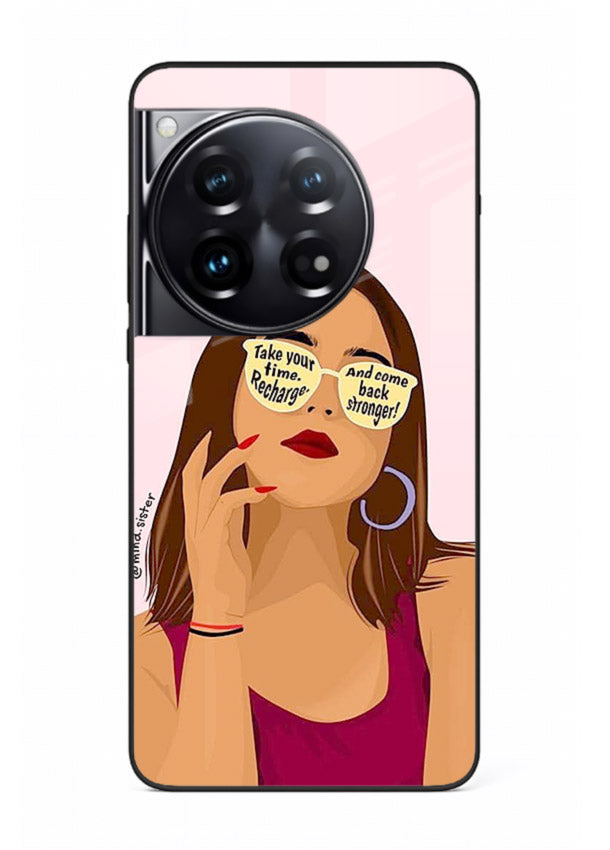 Sunglasses Girl Glow portrait artwork OnePlus 12 glass back cover
