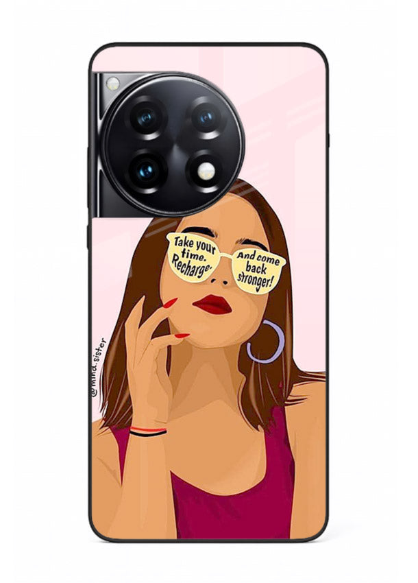 Sunglasses Girl Glow portrait artwork OnePlus 12R glass back cover