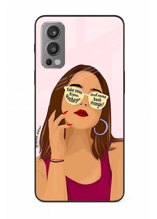 Sunglasses Girl Glow portrait artwork OnePlus Nord 2 glass back cover