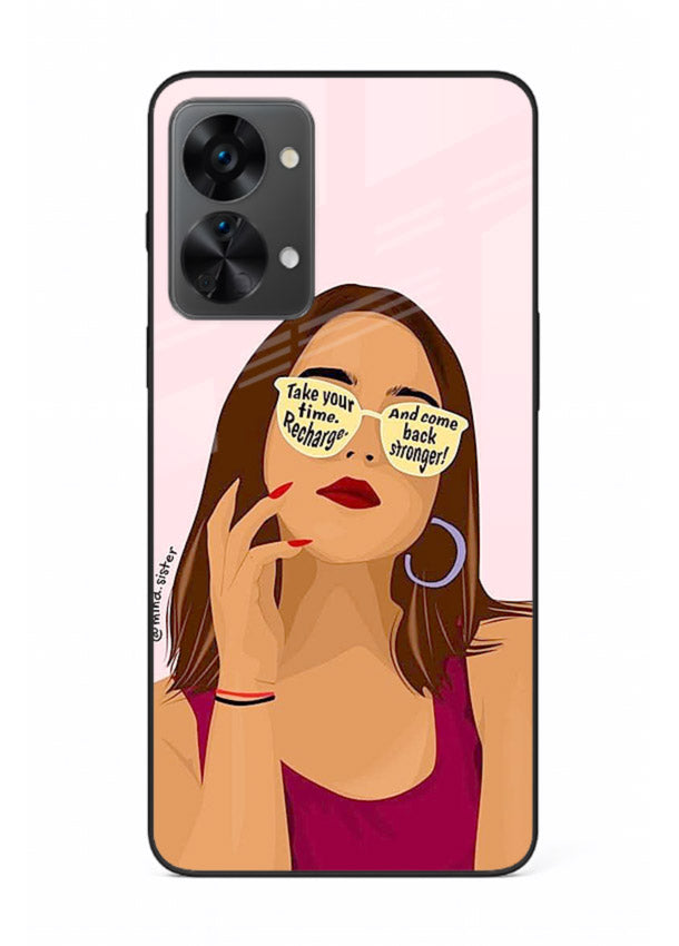 Sunglasses Girl Glow portrait artwork OnePlus Nord 2T glass back cover