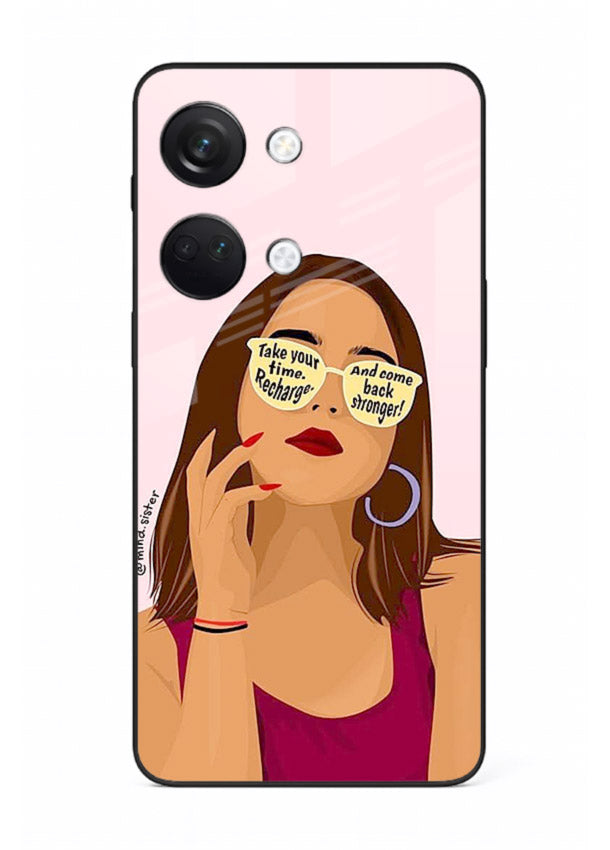 Sunglasses Girl Glow portrait artwork OnePlus Nord 3 glass back cover