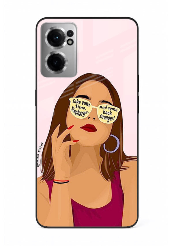 Sunglasses Girl Glow portrait artwork OnePlus Nord CE2 5G glass back cover