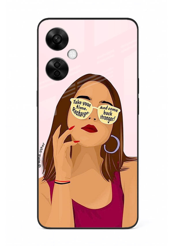 Sunglasses Girl Glow portrait artwork OnePlus Nord CE3 Lite glass back cover