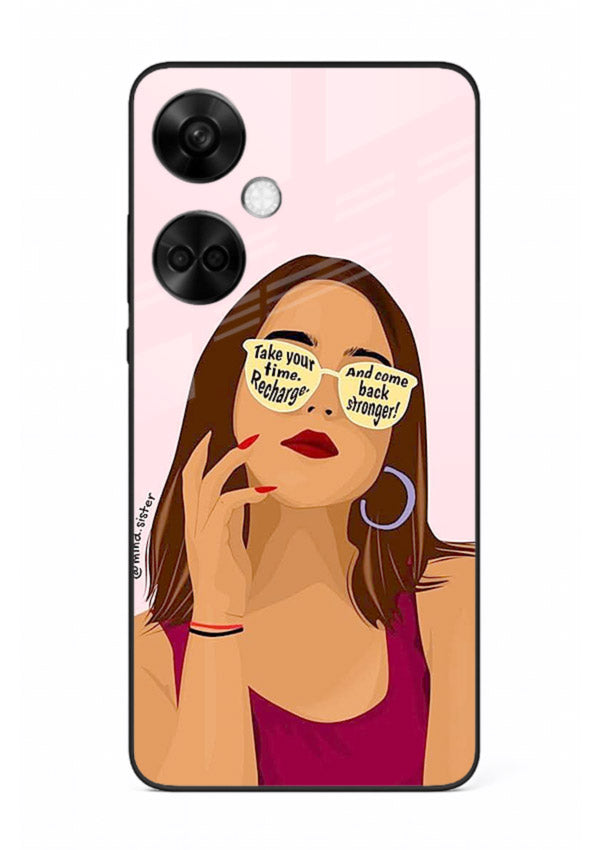 Sunglasses Girl Glow portrait artwork OnePlus Nord CE3 glass back cover