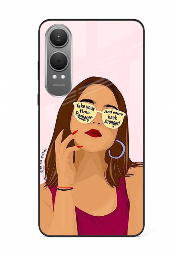 Sunglasses Girl Glow portrait artwork OnePlus Nord CE4 Lite glass back cover