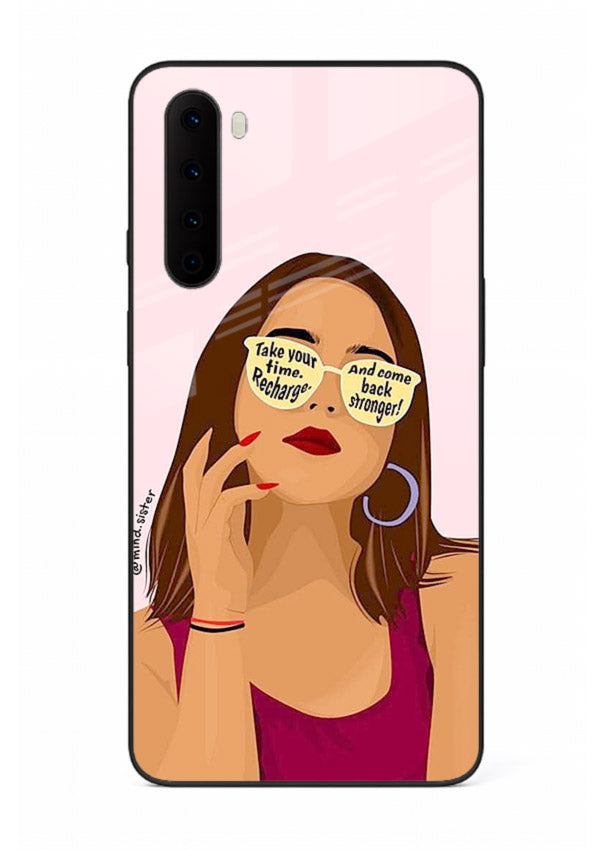 Sunglasses Girl Glow portrait artwork OnePlus Nord glass back cover