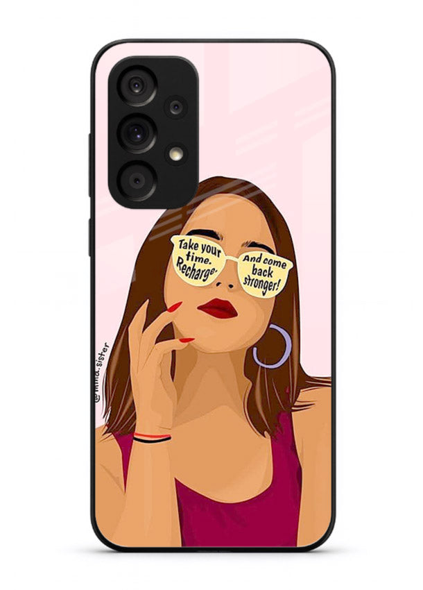 Sunglasses Girl Glow portrait artwork Samsung A23 5G glass back cover