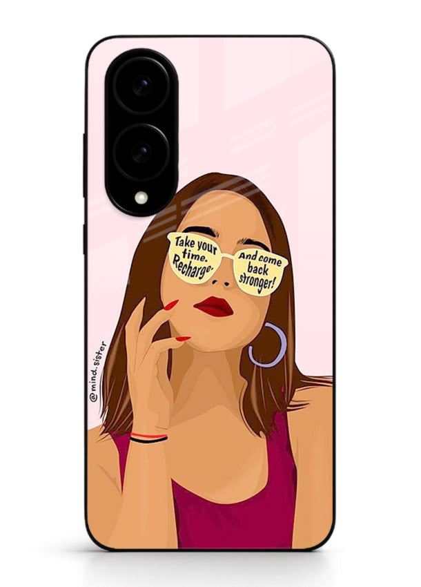 Sunglasses Girl Glow portrait artwork Samsung S25 Edge glass back cover