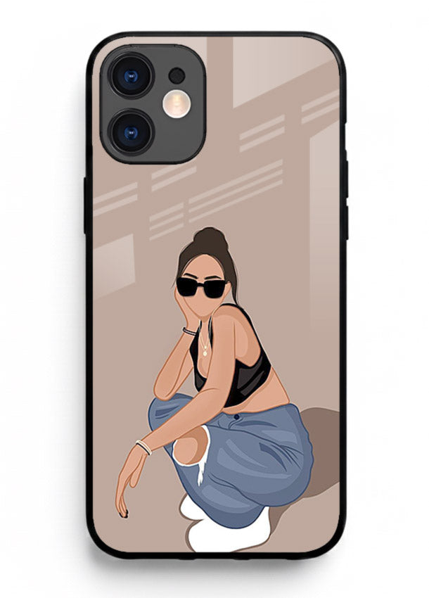 Sunglasses Street Girl street-style portrait iphone 12 glass back cover