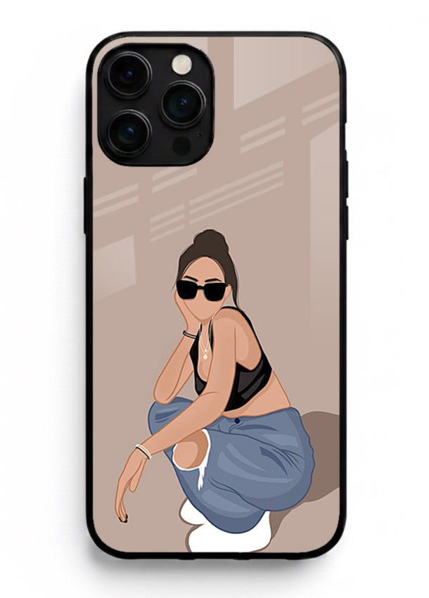 Sunglasses Street Girl street-style portrait iphone 13 pro max glass back cover