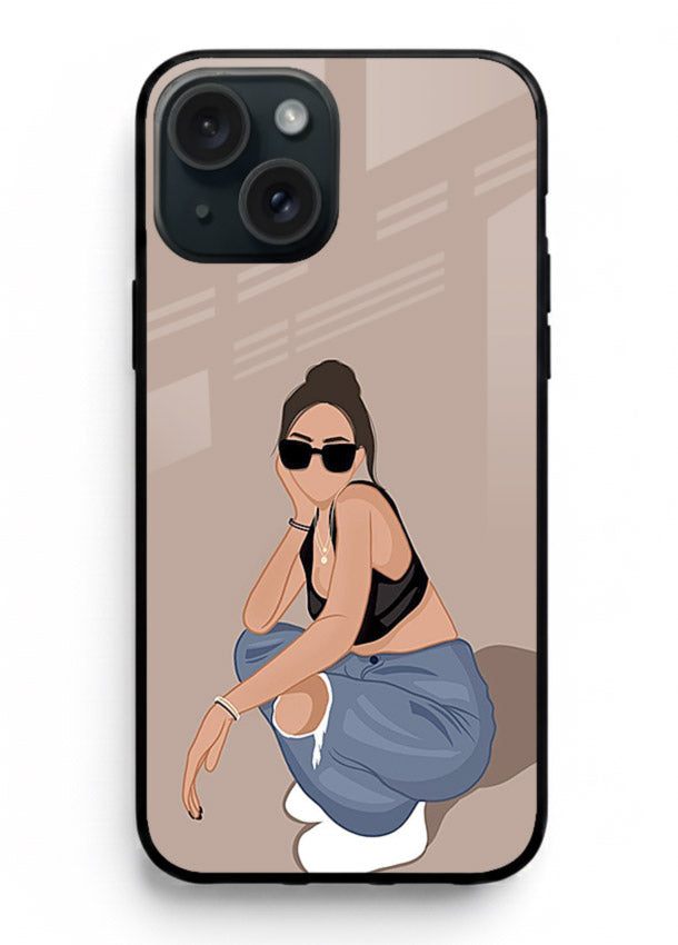 Sunglasses Street Girl street-style portrait iphone 13 glass back cover