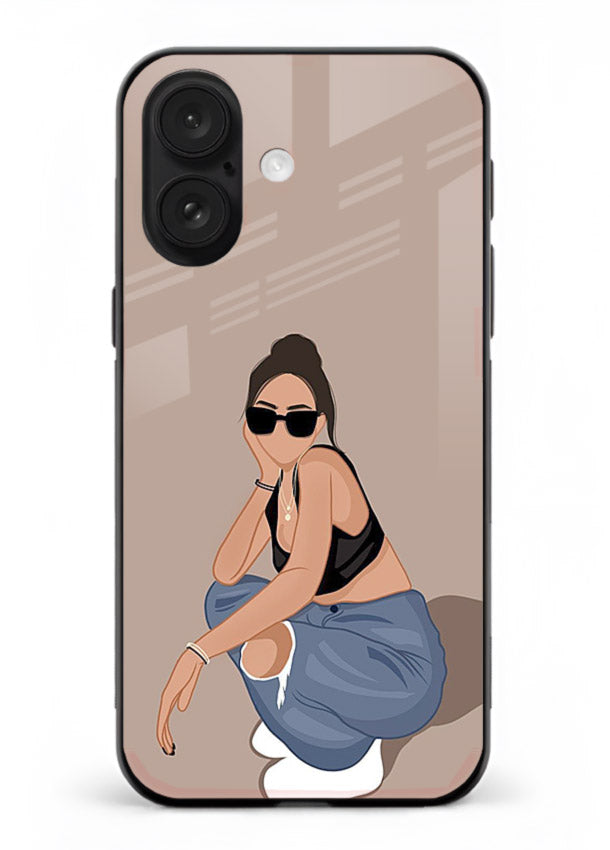 Sunglasses Street Girl street-style portrait iphone 18 glass back cover