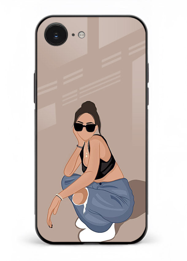Sunglasses Street Girl street-style portrait iphone 16e glass back cover
