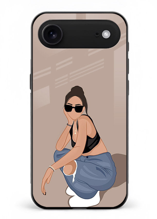 Sunglasses Street Girl street-style portrait iphone 17 air glass back cover