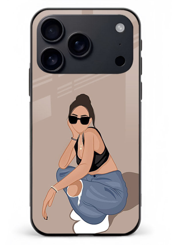 Sunglasses Street Girl street-style portrait iphone 18 pro max glass back cover