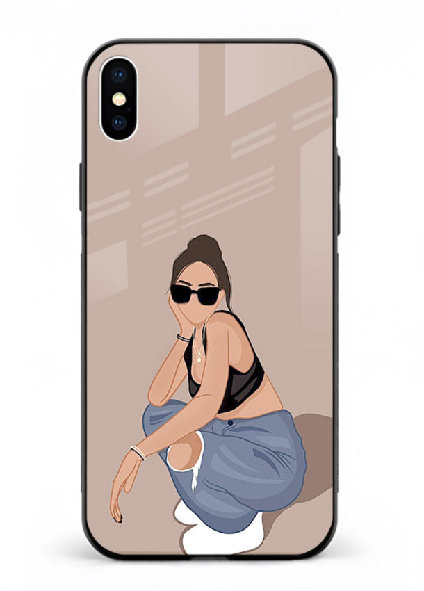 Sunglasses Street Girl street-style portrait iphone xs max glass back cover