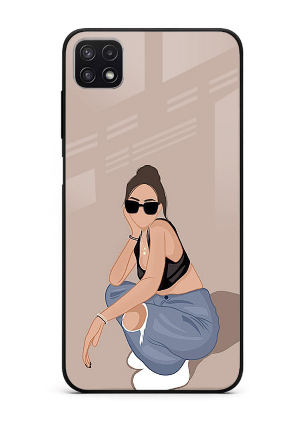 Sunglasses Street Girl street-style portrait Samsung A22 5G glass back cover